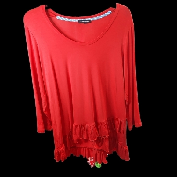 Jeanne Pierre  Red Med Long sleeve top with ruffles - Picture 9 of 10